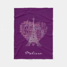 濃紫色のエッフェル塔及び銘刻文字パリ|