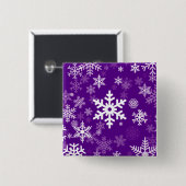 濃紫色の幸せな休日の雪片のモチーフ 缶バッジ (正面&裏面)