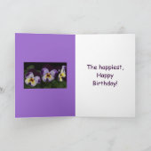 濃紫色の白いパンジー カード (内部)