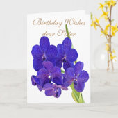 濃紫色の蘭の姉妹の挨拶状 カード (黄色い花)