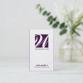 濃紫色の311-SIMPLY正方形のモノグラム 名刺 (スタンド正面)