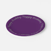 濃紫色の7"誕生会の紙皿 ペーパープレート (アングル)