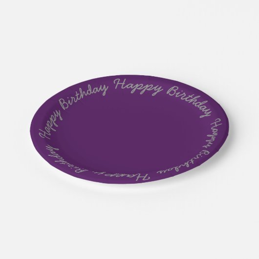 濃紫色の7"誕生会の紙皿 ペーパープレート (アングル)