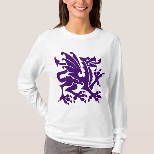 濃紫色のHeraldicドラゴン01 - Tシャツ (正面)