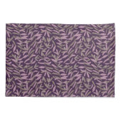 濃紫色背景にピンクと緑の葉の模様 枕カバー (裏面-左)