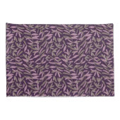 濃紫色背景にピンクと緑の葉の模様 枕カバー (裏面-右)