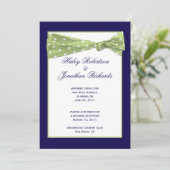 濃紫色 ライトグリーン ポルカドット 結婚式後 招待状 (スタンド正面)