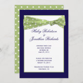 濃紫色 ライトグリーン ポルカドット 結婚式後 招待状 (正面/裏面)