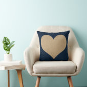 濃紺およびのどの金ゴールドの革ハート クッション (椅子)