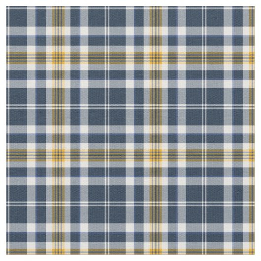 濃紺およびイエロー・ゴールドのスポーティな格子縞 ファブリック (クローズアップ)