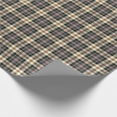 濃紺およびクリーム色の素朴な格子縞パターン ラッピングペーパー (角)