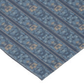 濃紺およびコーヒーストライプな花パターン テーブルクロス (アングル)