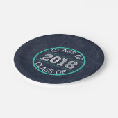 濃紺およびティール(緑がかった色)の黒板の卒業パーティー ペーパープレート (アングル)