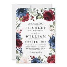 濃紺およびバーガンディの赤面のピンクの花の結婚式