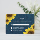 濃紺およびヒマワリRSVPカード 出欠カード (スタンド正面)