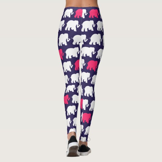 濃紺およびピンク象のデザイン レギンス (裏面)