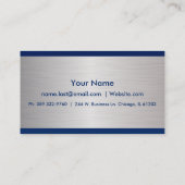 濃紺およびブラシの銀製の鋼鉄デザイン 名刺 (裏面)
