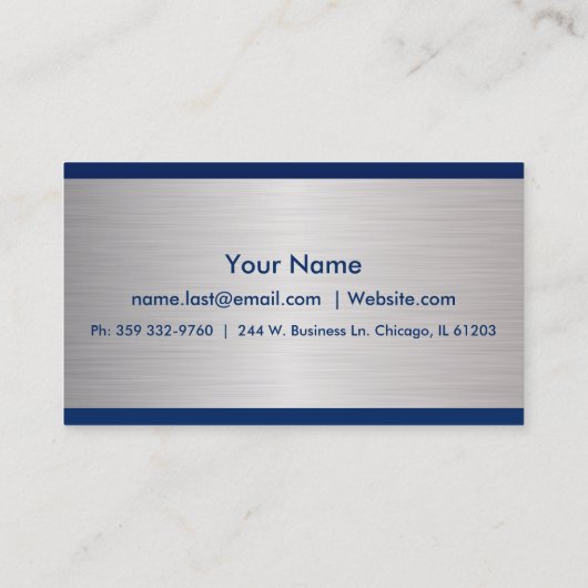 濃紺およびブラシの銀製の鋼鉄デザイン 名刺 (裏面)