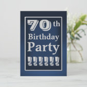 濃紺および灰色の第70誕生日のパーティの招待状 招待状 (スタンド正面)