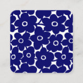 濃紺および白いはっきりしたな花- スクエア名刺 (正面)