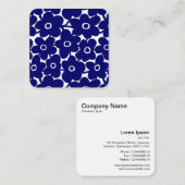 濃紺および白いはっきりしたな花- スクエア名刺 (正面/裏面)