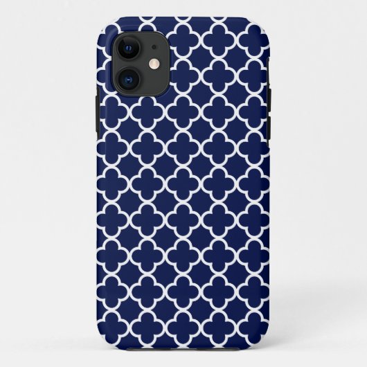 濃紺および白のクローバーパターン Case-Mate iPhoneケース (裏面)