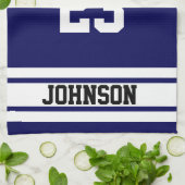 濃紺および白のスポーツのバスケットボール キッチンタオル (折り畳み)