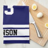 濃紺および白のスポーツのバスケットボール キッチンタオル (四つ折り)