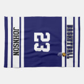 濃紺および白のスポーツのバスケットボール キッチンタオル (横)