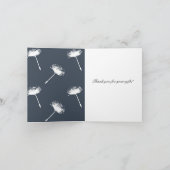 濃紺および白のタンポポの花は感謝していしています サンキューカード (内部)