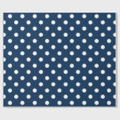 濃紺および白の水玉模様は包装紙を印刷します ラッピングペーパー (フラット)