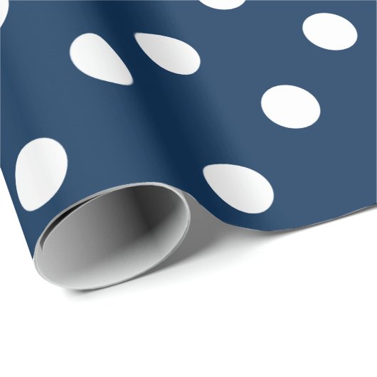 濃紺および白の水玉模様は包装紙を印刷します ラッピングペーパー (ロールコーナー)