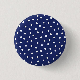 濃紺および白の紙吹雪のドット・パターン 缶バッジ