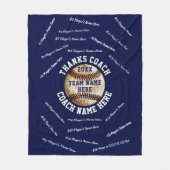 濃紺および白の野球のコーチのギフトの野球 フリースブランケット (正面)