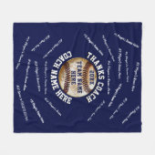 濃紺および白の野球のコーチのギフトの野球 フリースブランケット (正面(横))