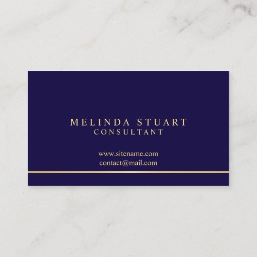 濃紺および金ゴールドのエレガントなモノグラム 名刺 (裏面)