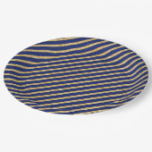 濃紺および金ゴールドのグリッターの対角線のストライプパターン ペーパープレート (アングル)