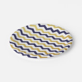 濃紺および金ゴールドのシェブロンパターン紙皿 ペーパープレート (アングル)