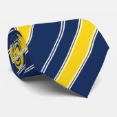 濃紺および金ゴールドのストライプのなタイ ネクタイ (ロール)