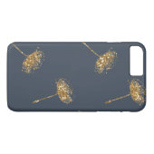 濃紺および金ゴールドのフェイクなグリッターのタンポポの花 Case-Mate iPhoneケース (裏面(横))