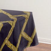 濃紺および金ゴールドの煉瓦パターン テーブルクロス (インサイチュ)