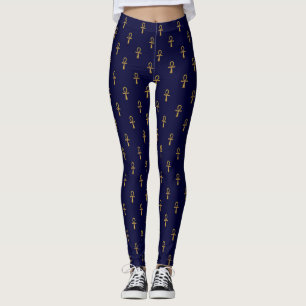 濃紺および金ゴールドの生命いかりはleggingを設計します レギンス