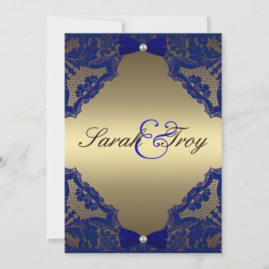 濃紺および金ゴールドの結婚式招待状 招待状 (裏面)