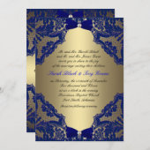 濃紺および金ゴールドの結婚式招待状 招待状 (正面/裏面)