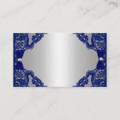 濃紺および銀の披露宴カード エンクロージャーカード (裏面)