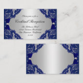 濃紺および銀の披露宴カード エンクロージャーカード (正面/裏面)