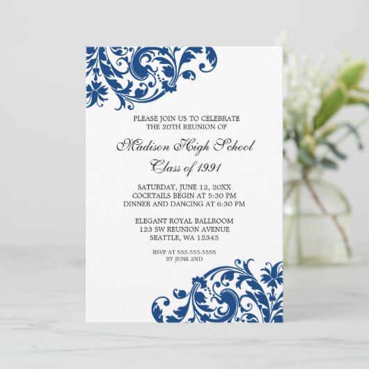 濃紺および黒の華麗さの同窓会 招待状 (スタンド正面)