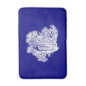 濃紺そして白い沿岸装飾の珊瑚 バスマット (正面縦)