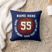 濃紺そして白くパーソナライズなバスケットボールの枕 クッション (ブランケット)