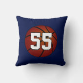 濃紺そして白くパーソナライズなバスケットボールの枕 クッション (裏面)